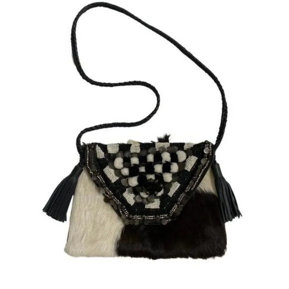 Handcrafted Leather Embellished Shoulder Bag - Picture 1 of 6